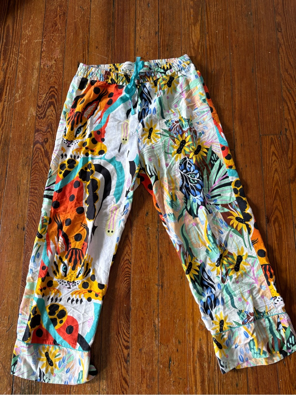 Anthropologie Multicolor Floral & Animal Print Kids Pajama Pants